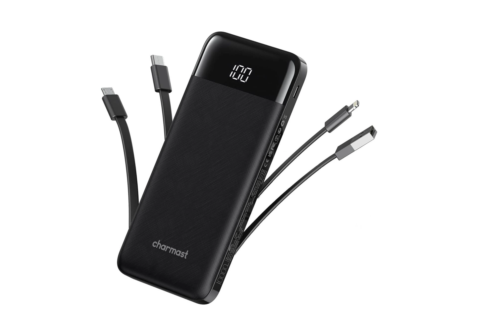 Portable Charger with Built in Cables