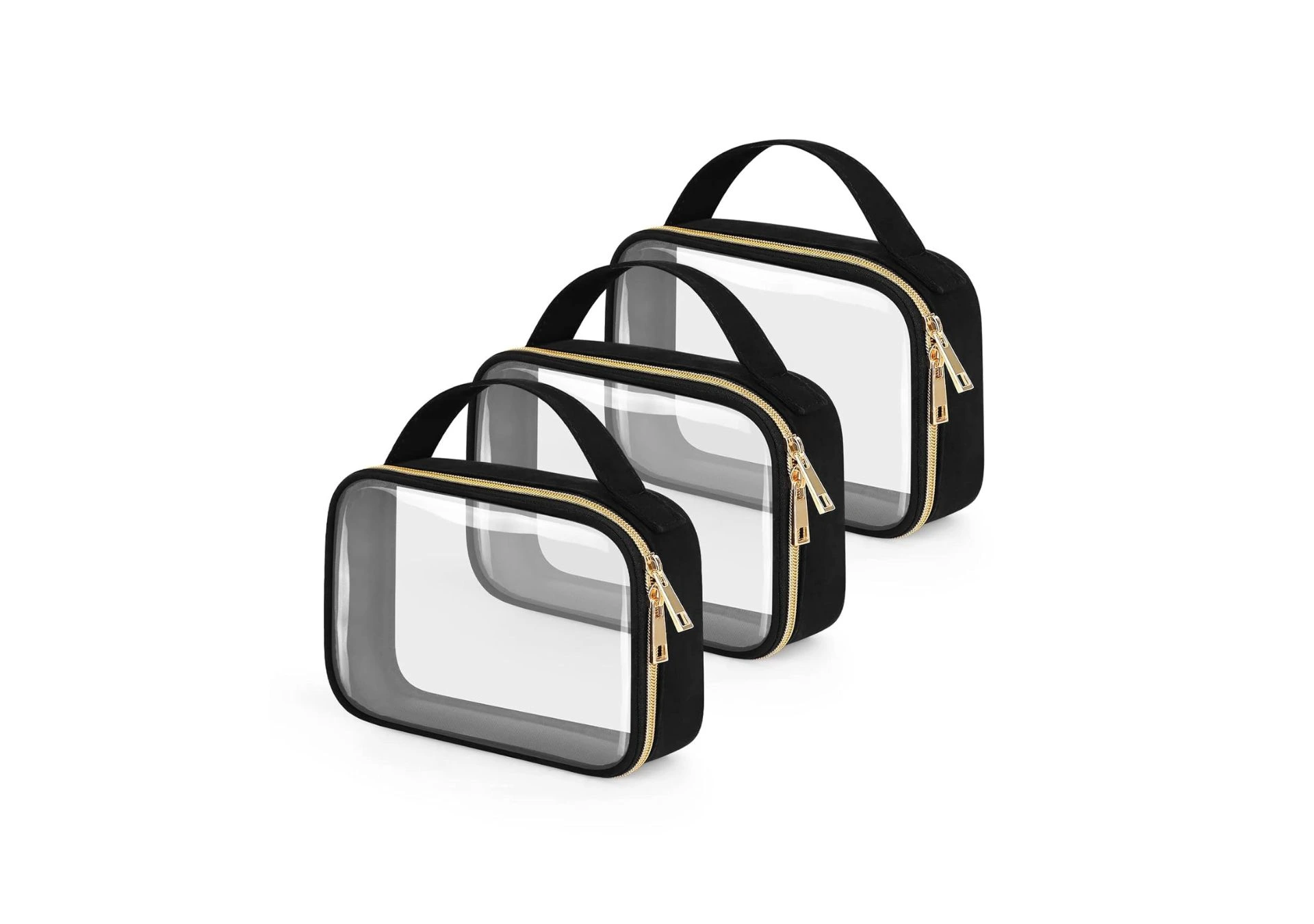 TSA Approved Toiletry Bag, 3 Pack Clear Makeup Bags with Handles